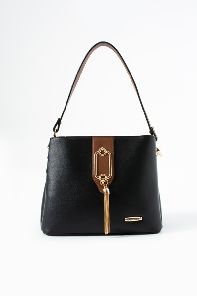 Sanmorris Gold Detailed 3 Compartment Shoulder and Crossbody Bag