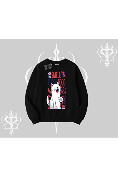 Tarzsokak Mirosul de mâncare proaspătă Hanorac Kedi Baskılı Biskilet