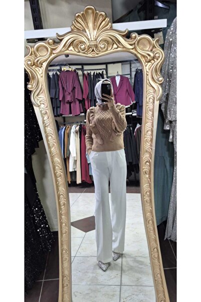 Mintaş Collar Ruffled Pearl Detailed Sweater