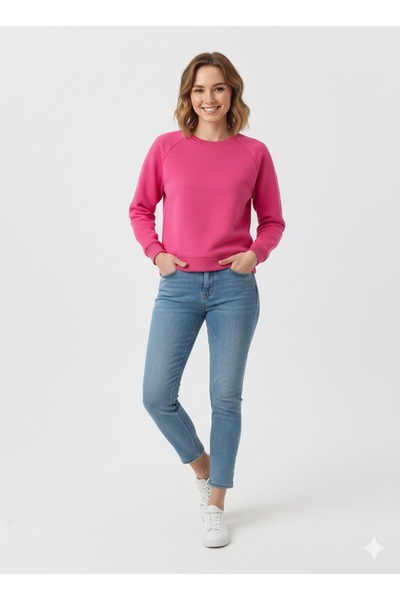ModaPlaza Women's 3 Thread Crew Neck Sweatshirt