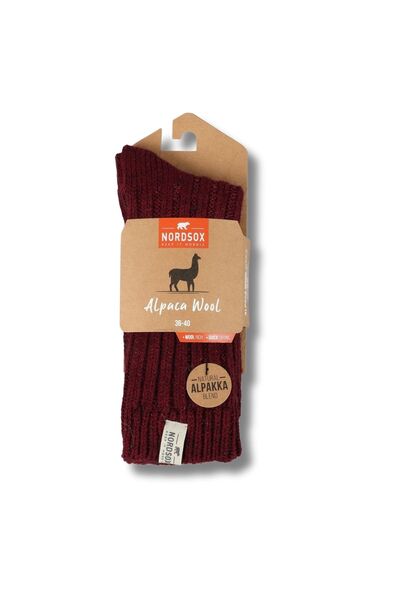 LYKOS Nordsox 1 Pair of Burgundy Warm Alpaca Wool Women's Socks