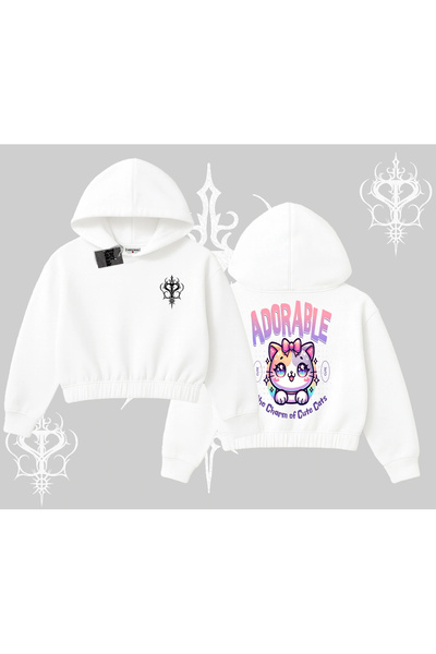 Tarzsokak Preslatka Kawaii mačka Leđa Štampano Hoodie Skraćeni kroj Dukserica