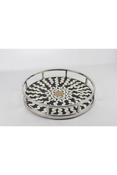 Mikasa Moor Gümüş Siyah Beyaz Desenli Tepsi 38x7cm