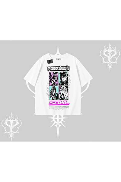 Tarzsokak Tricou supradimensionat Fearless Soul cu imprimeu colaj anime