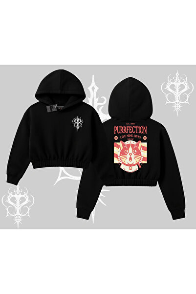 Tarzsokak سترة قصيرة بغطاء للرأس بتصميم Live Nine Lives Cat