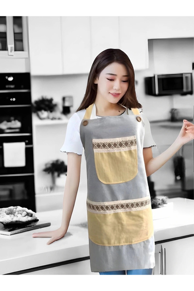 NDC HOME رمادي اللون أصفر جيب الكتان الحديثة العرقية نمط طبقة مزدوجة المطبخ ا...