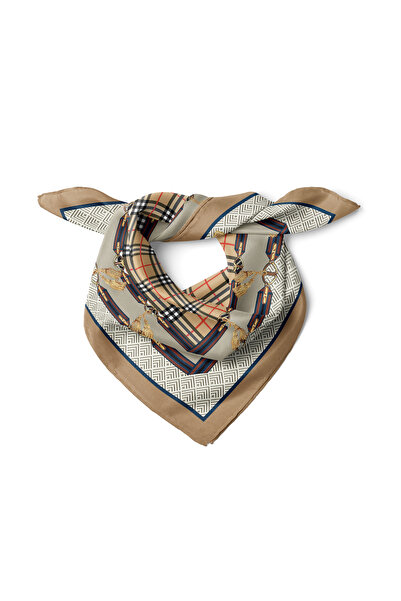 nehir eşarp Ekose Zincir Desen Fular Bandana 50x50 Cm