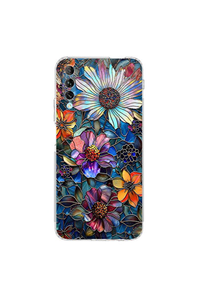 PrintiFy Huawei P Smart Pro ile Uyumlu Vitray Mücevher Flora Tasarımlı Şeffaf...