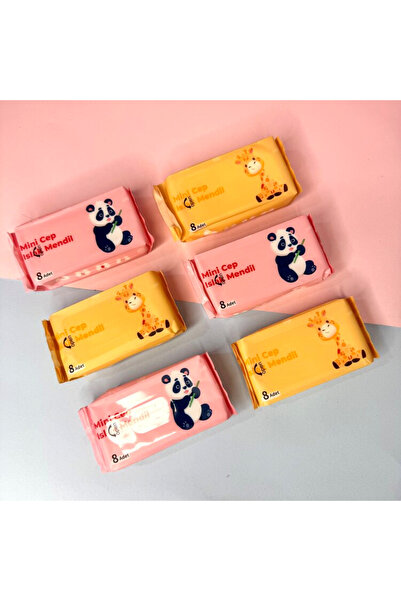 Raakmadezanmir 1 Paket 8 Yaprak Mini Islak Mendil Taşınabilir Çanta Boy Cep T...