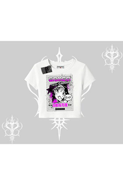 Tarzsokak Μπλουζάκι Baby Tee με στάμπα Παιχνίδια, Μαθήτρια, Άνιμε