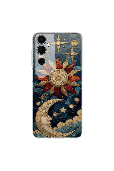 PrintiFy Tecno Pova Neo 2 ile Uyumlu Vitray Sol ve Luna Tasarımlı Şeffaf Sili...