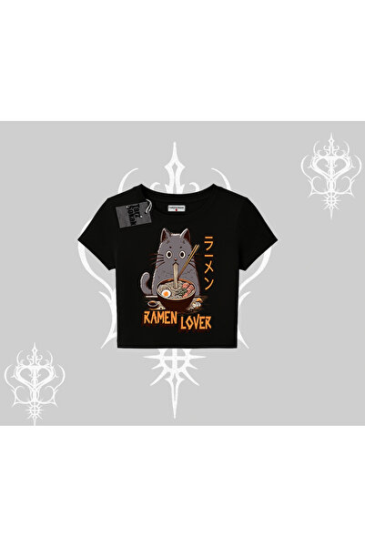 Tarzsokak Tricou Babby Tee cu imprimeu Anime Pisică Iubitoare de Ramen