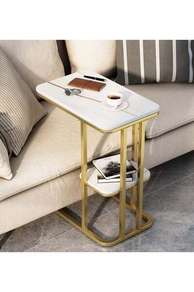 Türkiye طاولة رخامية مربعة مزدوجة الطبقات بقاعدة معدنية