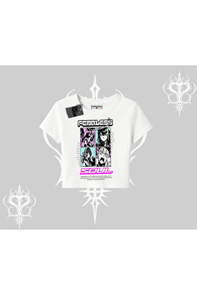 Tarzsokak Tricou Babby Tee cu imprimeu colaj anime „Suflet Neînfricat”