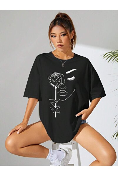 uyguntarz Unisex Rose & Silhouette Printed Design Tshirt