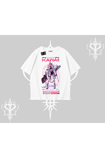 Tarzsokak Tricou supradimensionat Kawaii Cyberpunk Girl cu imprimeu în stil j...