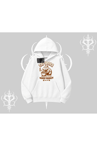 Tarzsokak سويت شيرت بقلنسوة بتصميم لطيف لحيوان الكابيبارا يستمتع بعمل فني لطع...