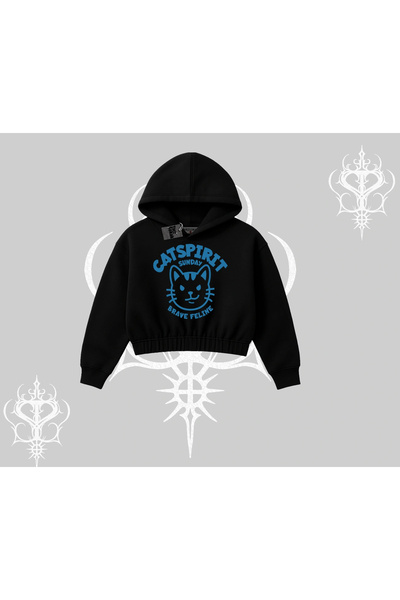 Tarzsokak Catspirit Sunday Brave Feline Hanorac scurt cu glugă, cu imprimeu d...