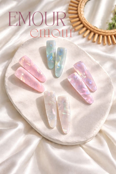 emour Renkli Sedefli Parlak Kemik Toka Seti, Mandal Toka, Klips Toka Kız Çocu...