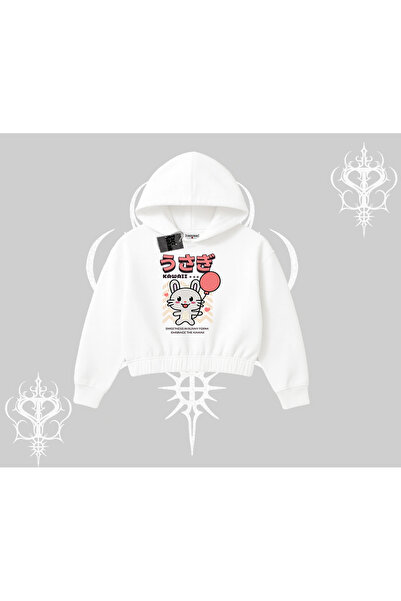 Tarzsokak Hanorac scurt cu glugă Usagi Kawaii Cute Heart Energy