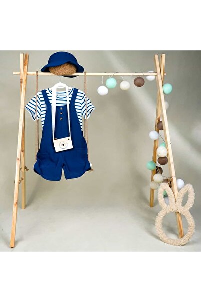 Lora Bliss Erkek Çocuk Çizgili Tişört ve Koyu Mavi Bahçıvan Pantolon