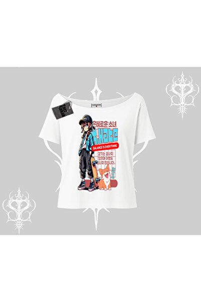 Tarzsokak تي شيرت برقبة على شكل قارب أنيمي هايكر جيرل باليانس إيز إيفريثينغ م...