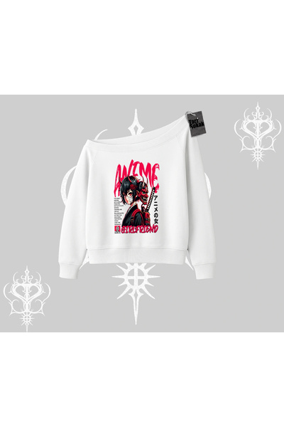 Tarzsokak سترة بياقة قارب بتصميم أنيمي باللون الأحمر