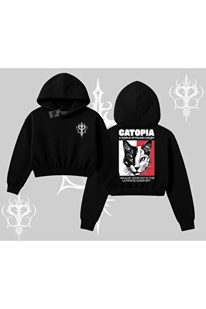 Tarzsokak سترة مطبوع ذات قلنسوة ذات طابع قطط حديثة