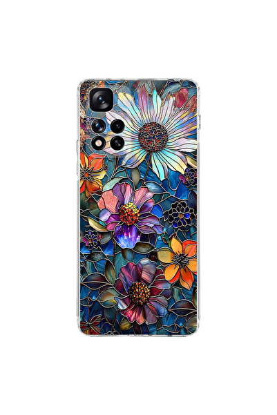 PrintiFy Xiaomi Redmi Note 11 Pro Plus 5G ile Uyumlu Vitray Mücevher Flora Ta...