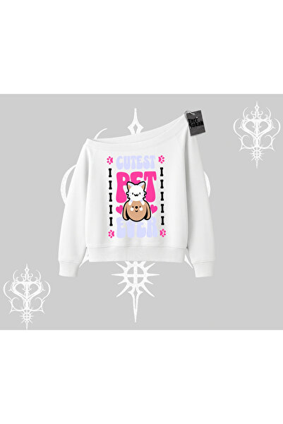 Tarzsokak Hanorac cu guler bărcuță, imprimat cu „Cel mai bun animal de compan...