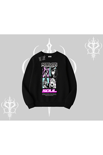 Tarzsokak Hanorac Biskilet Fearless Soul cu imprimeu colaj anime