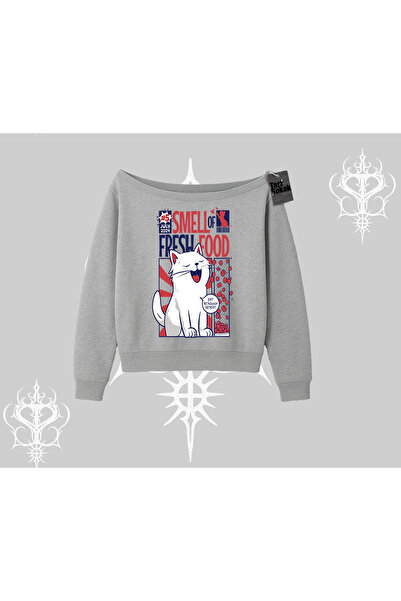 Tarzsokak Mirosul de mâncare proaspătă Hanorac cu guler bărcuță cu imprimeu Kedi