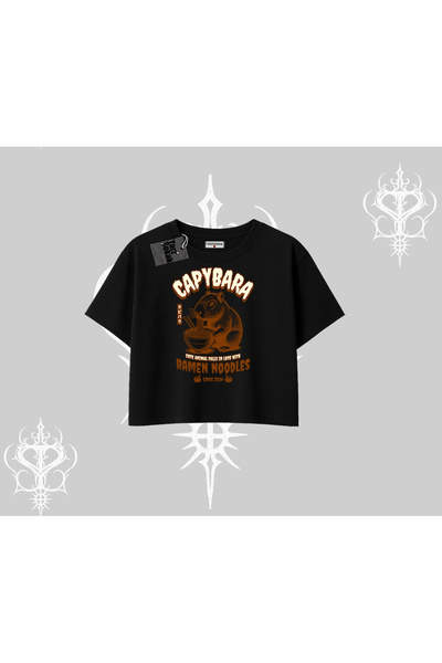 Tarzsokak Tricou crop supradimensionat cu ilustrație a unei capibare drăguțe ...