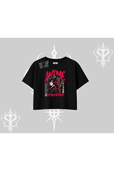 Tarzsokak قصة فضفاضة تي شيرت كروب أنيمي جيرل فريند أحمر