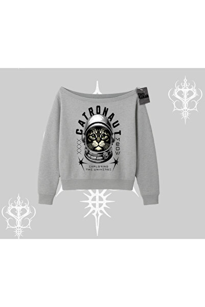 Tarzsokak Φούτερ με στάμπα Stay Cool Cat και λαιμόκοψη καγιάκ