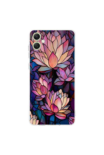 PrintiFy Samsung Galaxy A07 ile Uyumlu Vitray Sessiz Lotus Tasarımlı Şeffaf S...