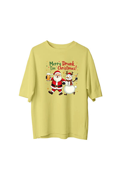 CANDLEMASTORE تي شيرت Merry Drunk I'm Christmas - قصة فضفاضة