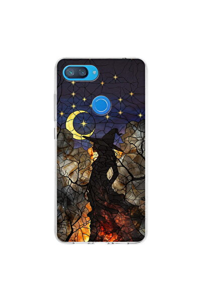 PrintiFy Xiaomi Mi 8 Lite ile Uyumlu Vitray Cadı Saati Tasarımlı Şeffaf Silik...