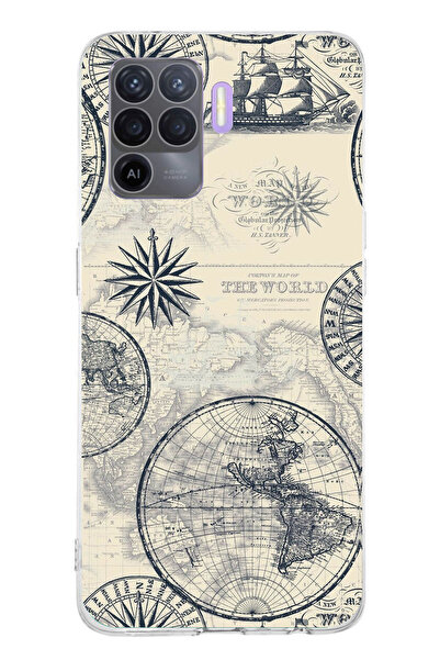 TechTree حافظة سيليكون متوافقة مع هاتف OPPO Reno 5 Lite وخرائط العالم القديمة...