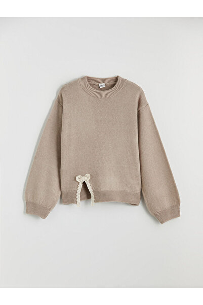 LC Waikiki Lcw Kidsbeige Lace Detailed Girls' Knitwear Sweater