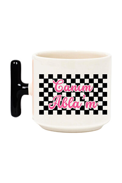 qoeuyl boutique Dama Detailed Design: My Dear Sister Printed Gift for Sister/Friend T-Handle Latte Cup Mug