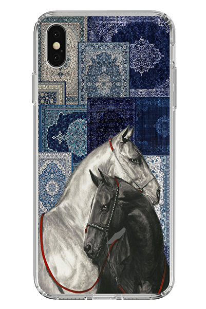 TechTree حافظة سيليكون متوافقة مع هاتف iPhone X-XS باللون الأزرق بنمط كليم با...