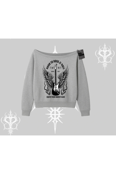 Tarzsokak Hanorac cu decolteu bărcuță Born to Rock Eternal Flame Legacy