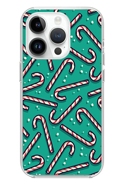 TechTree حافظة سيليكون مطبوع متوافقة مع هاتف iPhone 14 PRO مزودة بعصا حلوى رو...