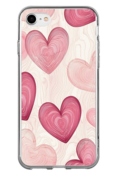 TechTree حافظة سيليكون متوافقة مع هاتف iPhone 6 - 6S باللون الوردي الخطوي مطبوع