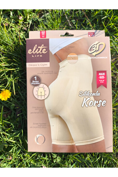 Elite Life K-13 Maxi Size Büyük Beden (Kaymaz Silikonlu) Paçalı Korse - Topar...