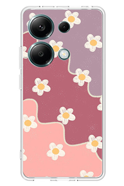 TechTree حافظة سيليكون متوافقة مع هاتف Redmi Note 13 PRO 4G بلون الورد المجفف والليلكي المموج مطبوع