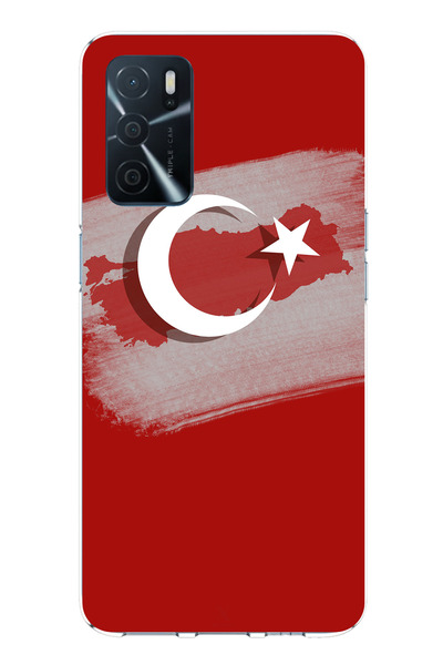 TechTree جراب سيليكون متوافق مع هاتف اوبو A16 بتفاصيل خريطة تركيا وعلم تركي م...