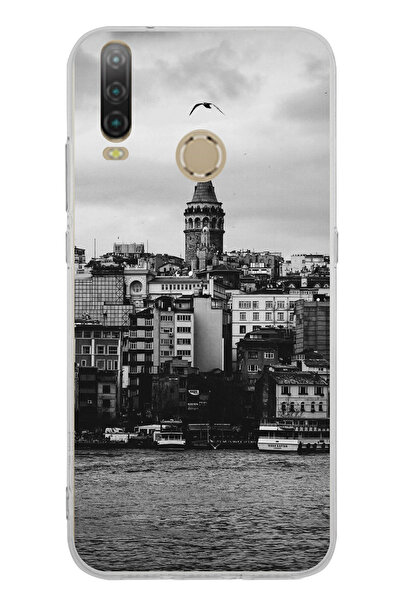 TechTree حافظة سيليكون مطبوع متوافقة مع جوال جنرال موبايل GM 10 مع إطلالة على برج غالاتا والبحر