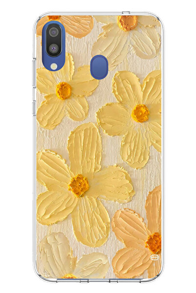 TechTree حافظة سيليكون متوافقة مع هاتف سامسونج جالاكسي M20 بلون أصفر ديزي مطبوع